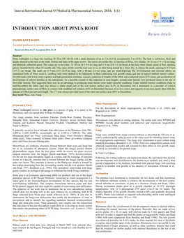 INTRODUCTION ABOUT PINUS ROOT Review Article HAMID KHEYRODIN