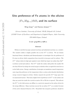 Site Preference of Fe Atoms in the Olivine (Fexmg2−X)