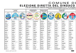 Liste Dei Candidati Per L'elezione Diretta Alla Carica Di Sindaco E Di N