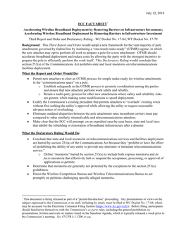 July 12, 2018 FCC FACT SHEET* Accelerating Wireline Broadband