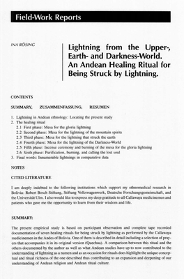 And Darkness-World. an Andean Healing Ritual for Being Struck by Lightning