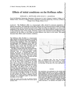 Effects of Initial Conditions on the Hoffman Reflex