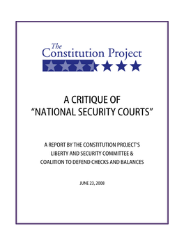 Critique of “National Security Courts”