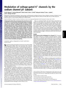 Modulation of Voltage-Gated K Channels by the Sodium Channel Β1