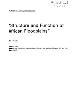 'Structure and Function of African Floodplains