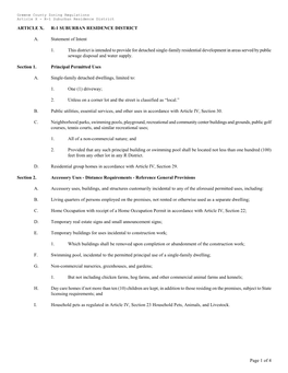 Article X - R-1 Suburban Residence District