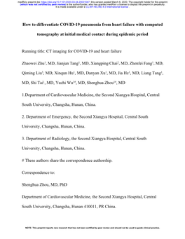 How to Differentiate COVID-19 Pneumonia from Heart Failure with Computed