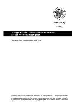 Safety Study Ultralight Aviation Safety and Its Improvement Through