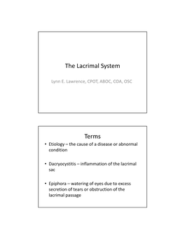 The Lacrimal System Terms