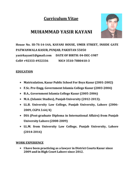 Muhammad Yasir Kayani