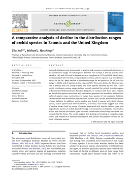 A Comparative Analysis of Decline in the Distribution Ranges of Orchid Species in Estonia and the United Kingdom