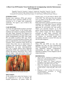 EH23 a Rare Case of Pronator Teres Syndrome & Accompanying