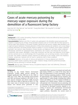 Cases of Acute Mercury Poisoning by Mercury Vapor Exposure During The