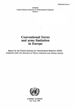 Conyentlonal Forces and Arms Limitation in Europe