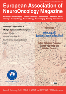 Neurologic Complications in Multiple Myeloma and Plasmacytoma Neurologic Complications in Multiple Myeloma and Plasmacytoma Roser Velasco, Jordi Bruna