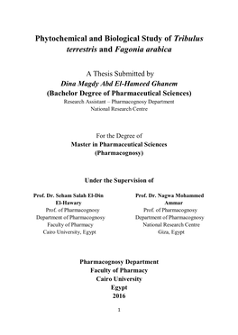 Phytochemical and Biological Study of Tribulus Terrestris and Fagonia Arabica