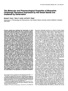 The Molecular and Pharmacological Properties of Muscarinic Cholinergic Receptors Expressed by Rat Sweat Glands Are Unaltered by Denervation