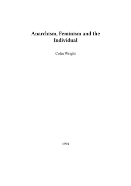 Anarchism, Feminism and the Individual