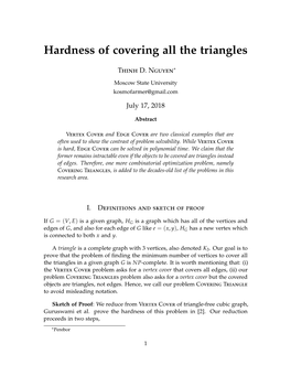 Hardness of Covering All the Triangles