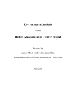 Environmental Analysis Rollins Area Sanitation Timber Project