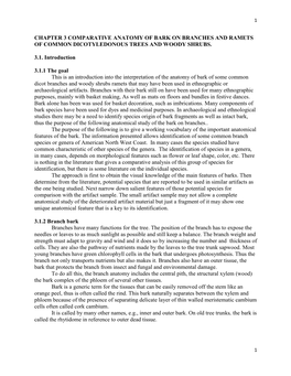 CHAPTER 3 COMPARATIVE ANATOMY of BARK on BRANCHES and RAMETS of COMMON DICOTYLEDONOUS TREES and WOODY SHRUBS. 3.1. Introduction