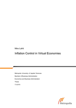 Inflation Control in Virtual Economies