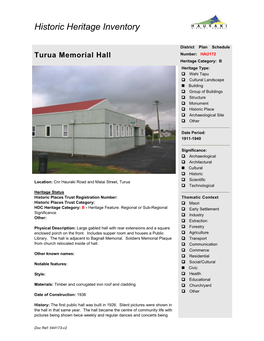 Turua Memorial Hall