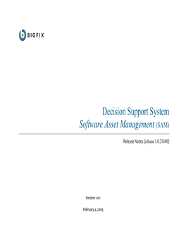 Bigfix DSS SAM 1.0.1 Release Notes