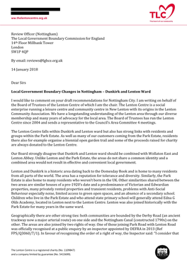 Nottingham) the Local Government Boundary Commission for England 14Th Floor Millbank Tower London SW1P 4QP