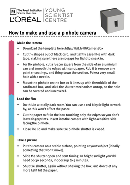 How to Make and Use a Pinhole Camera
