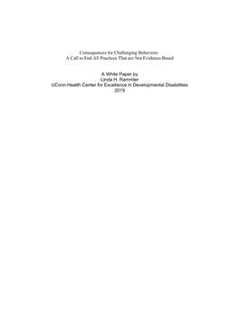 Consequences for Challenging Behaviors: a Call to End All Practices That Are Not Evidence-Based