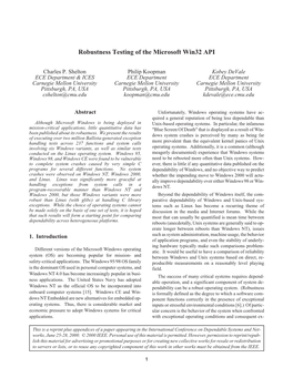 Robustness Testing of the Microsoft Win32 API