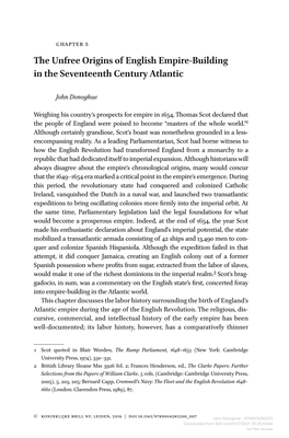 The Unfree Origins of English Empire-Building in the Seventeenth Century Atlantic