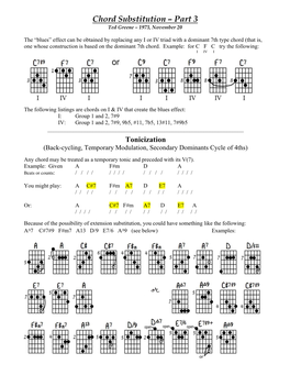 Chord Substitution – Part 3 Ted Greene – 1973, November 20