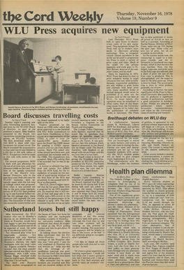 The Cord Weekly (November 16, 1978)