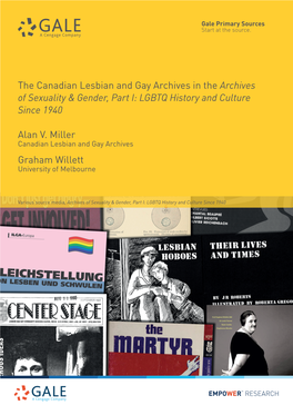 The Canadian Lesbian and Gay Archives in the Archives of Sexuality & Gender, Part I: LGBTQ History and Culture Since 1940