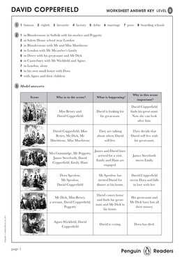 David Copperfield Worksheet Answer Key Level 5