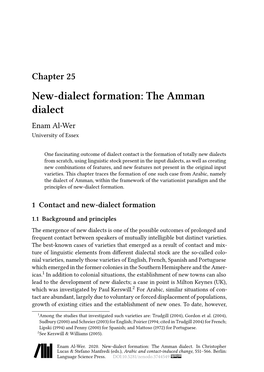 The Amman Dialect Enam Al-Wer University of Essex