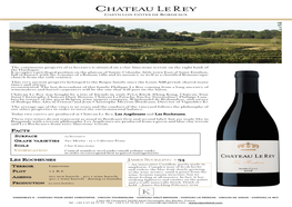 Product Sheet Chateau Le Rey Les Rocheuses