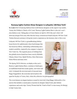 Lafayette 148 New York to Be Runway Lights Designer!