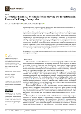 Alternative Financial Methods for Improving the Investment in Renewable Energy Companies