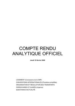 Compte Rendu Analytique Officiel