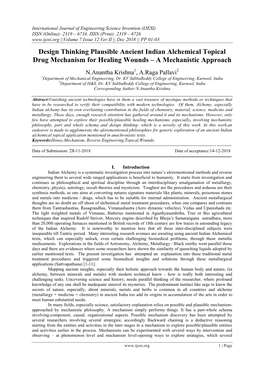 Design Thinking Plausible Ancient Indian Alchemical Topical Drug Mechanism for Healing Wounds – a Mechanistic Approach