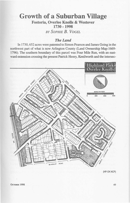 Growth of a Suburban Village Fostoria, Overlee Knolls & Westover 1730 - 1998 by SOPHIE B