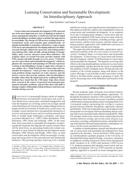 Learning Conservation and Sustainable Development: an Interdisciplinary Approach John Schelhas* and James P