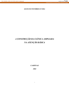 A Construção Da Clínica Ampliada Na Atenção Básica