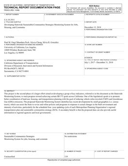 Developing Statewide Sustainable-Communities Strategies Monitoring System for Jobs, Housing, and Commutes December 15, 2018 6