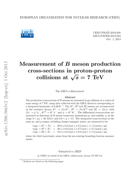 Measurement of B Meson Production Cross-Sections in Proton-Proton