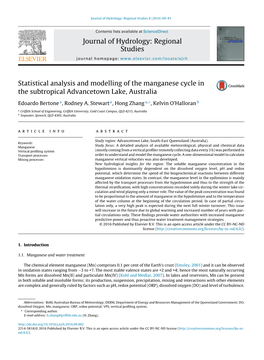 Statistical Analysis and Modelling of the Manganese Cycle in The