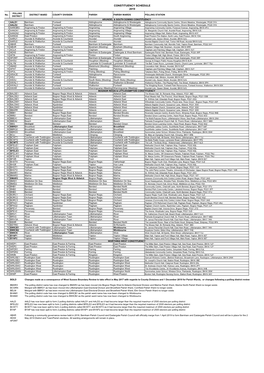 Polling Arrangements Constituency Schedule